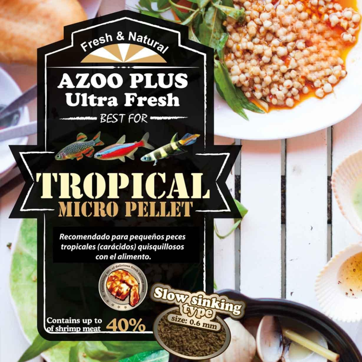 Micro pellet para peces tropicales