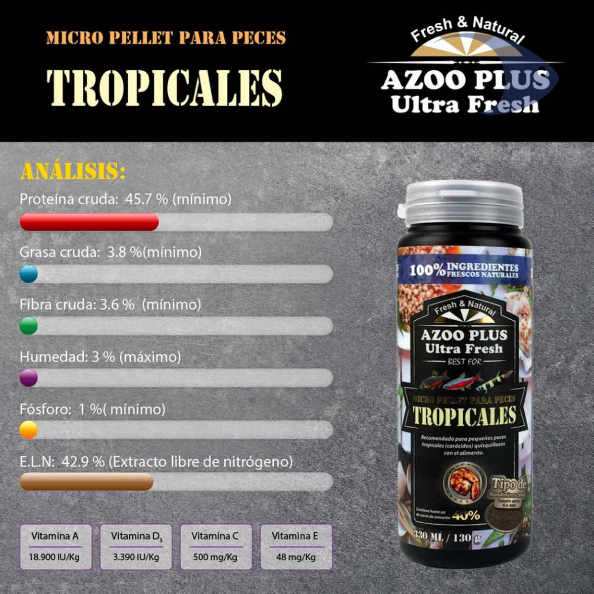 Micro pellet para peces tropicales